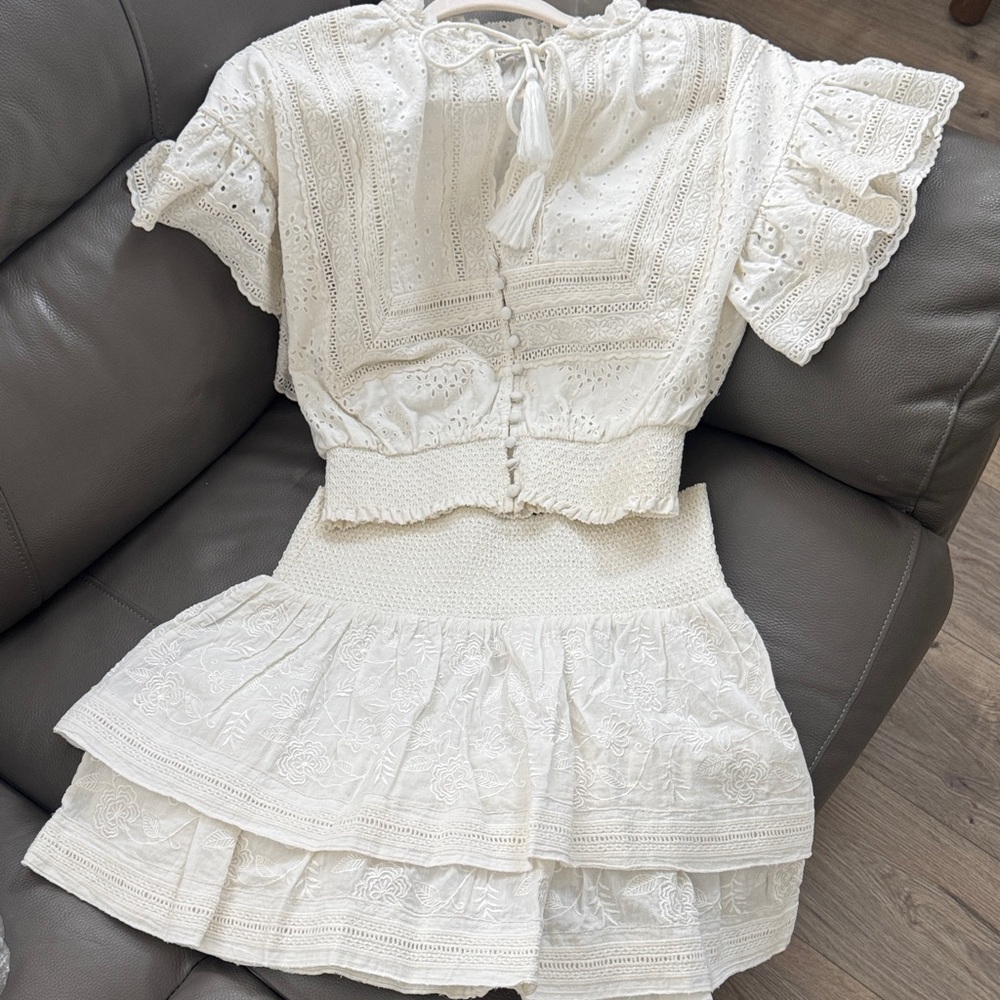Alice + Olivia White Eyelet Blouse